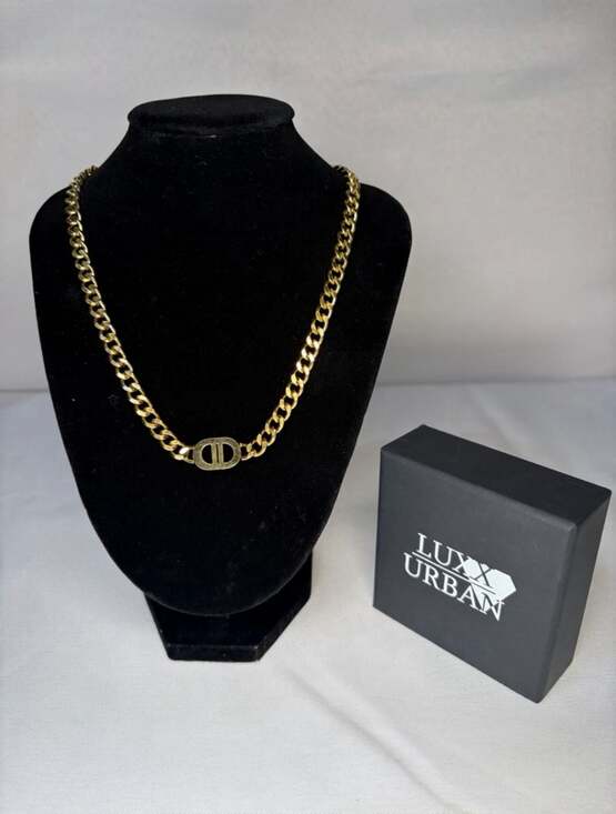Luxx Urban Double D Monogram Cuban Chain Necklace Gold - Picture 2 of 4